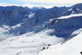 Group of people ski mountaineering and mountain snow panorama in Stubai Alps Royalty Free Stock Photo