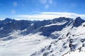 Group of people ski mountaineering and mountain snow panorama in Stubai Alps Royalty Free Stock Photo