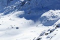 Group of people ski mountaineering and mountain snow panorama in Stubai Alps Royalty Free Stock Photo