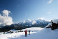 Group people snowshoeing