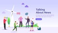 group of people speak and chatting about news concept. social network discuss dialogue speech bubbles for web design, banner,