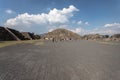 Group of people standing in front of the Pyramid of the Sun in Teotihuacan, Mexico Royalty Free Stock Photo
