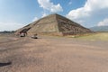 Group of people standing in front of the Pyramid of the Sun in Teotihuacan, Mexico Royalty Free Stock Photo