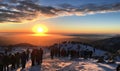 Group of People Standing on Snow Covered Slope Royalty Free Stock Photo