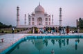 Group of people at the Taj Mahal at sunrise in Agra, India