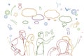 Group Of People Talking Communication Young Friends Meeting Concept Doodle Abstract Background