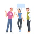 Group of People Talking to Each Other with Speech Bubbles, Friends or Colleagues Talking, Gossiping, Sharing Impressions