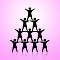 People Pyramid. Group Teamwork Success. Female version. Royalty Free Stock Photo