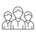 Group of people thin line icon. Team vector illustration isolated on white. Social group outline style design, designed