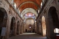 A group of people visit the interior of the unfinished Church (18th century) of Castano del Robledo, Huelva. Spain