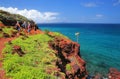 Group of people visiting Rabida Island in Galapagos National Par Royalty Free Stock Photo