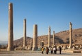 Group of People Visiting Ruins of Apadana Palace in Persepolis Archeological Site of Shiraz