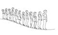 Group of people waiting in line silhouette