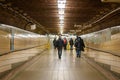 Group of people walking down an underground subway station, New York Royalty Free Stock Photo