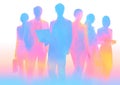 A group of people are walking in a rainbow of colors Royalty Free Stock Photo