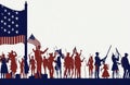 Group of people waving american flags while celebrating Independence Day 4th july Royalty Free Stock Photo