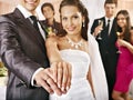 Group people at wedding dance. Royalty Free Stock Photo