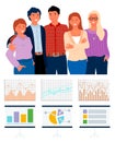 Group of People, Workers and Chart, Work Vector