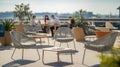 Group of People Working on a Rooftop Terrace During Daylight Hours Royalty Free Stock Photo