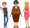 A group of people. Young people. Teacher. Vector cartoon illustration.