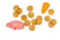 Group of Pepernoten cookies and marzipan pig and carrot