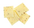 Group of pepper jack cheese on a white background