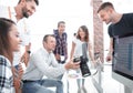 Group photo of editors working in a modern office. Royalty Free Stock Photo