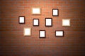 Group photo frames on the wall Royalty Free Stock Photo