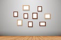 Group photo frames on the wall Royalty Free Stock Photo