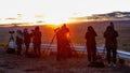 Group of photographers on Steptoe Butte watching sunrise Royalty Free Stock Photo