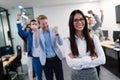 Group picture of business team posing in office Royalty Free Stock Photo