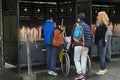 A group of pilgrims places candles in honor of Our Lady of Lourdes