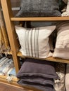 A group of pillows  for sale at a Pottery Barn Retail Store in Orlando, Florida Royalty Free Stock Photo