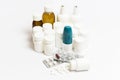 Group of pills and medicine bottles Royalty Free Stock Photo