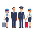 Group of pilots and flight attendants with luggage Royalty Free Stock Photo