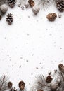 a group of pine cones and pine needles on a white surface Royalty Free Stock Photo