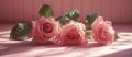 Group of Pink Roses on Table