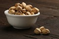 Group of pistachios in a bowl