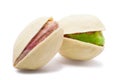 Group of pistachios isolated on white background