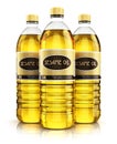 Group of plastic bottles with sesame seed oil