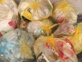 Group of plastic recycling bags