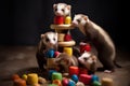 Playful ferrets