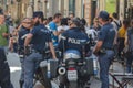 A group of policemen staying in the main street of Palerm Royalty Free Stock Photo