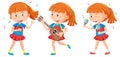 Group of ponytail girl playing music instrument