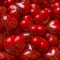 Group, pool of red heart shaped pills, capsules filled with small tiny hearts as medicine Royalty Free Stock Photo