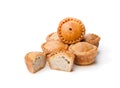 Group of pork pies isolated on white Royalty Free Stock Photo