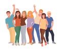 Group portrait of diverse happy young people standing together and hugging. Team of friends. Friendship concept. Young Royalty Free Stock Photo