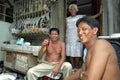 Group portrait of drinking Filipino men for Grocery