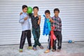Group portrait of four Iranian boys teenagers.