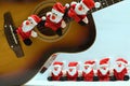 Funny santa claus toys with guitar Royalty Free Stock Photo